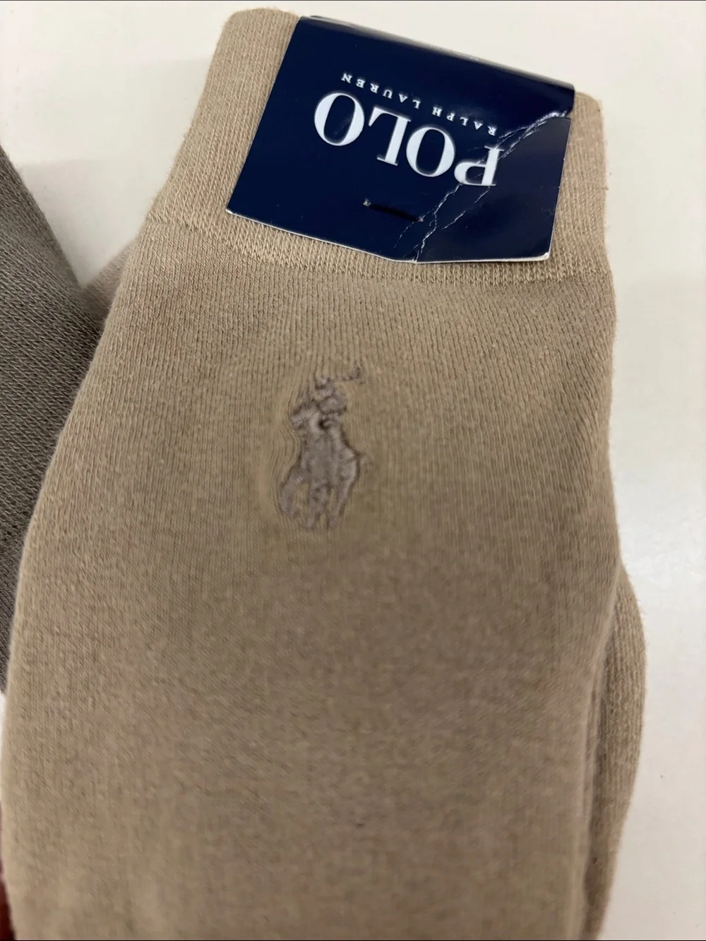 NWT Polo by Ralph Lauren Men’s Crew Socks - Beige & Taupe (3-Pack)